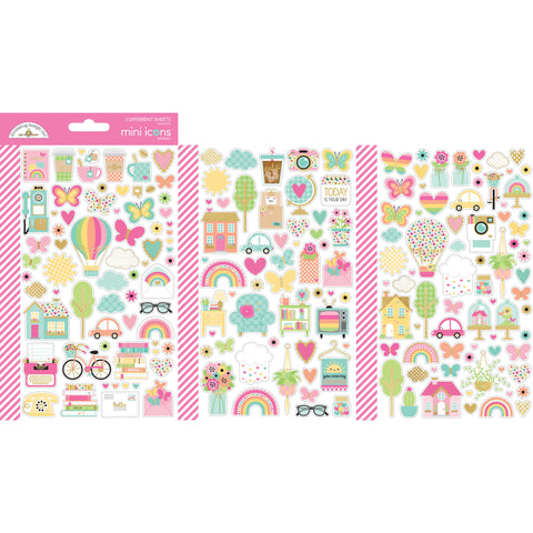 Doodlebug - Hello Again Collection - Mini Icons Stickers / 8170