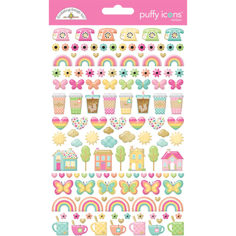Doodlebug - Hello Again Collection - Puffy Icons Stickers / 8171