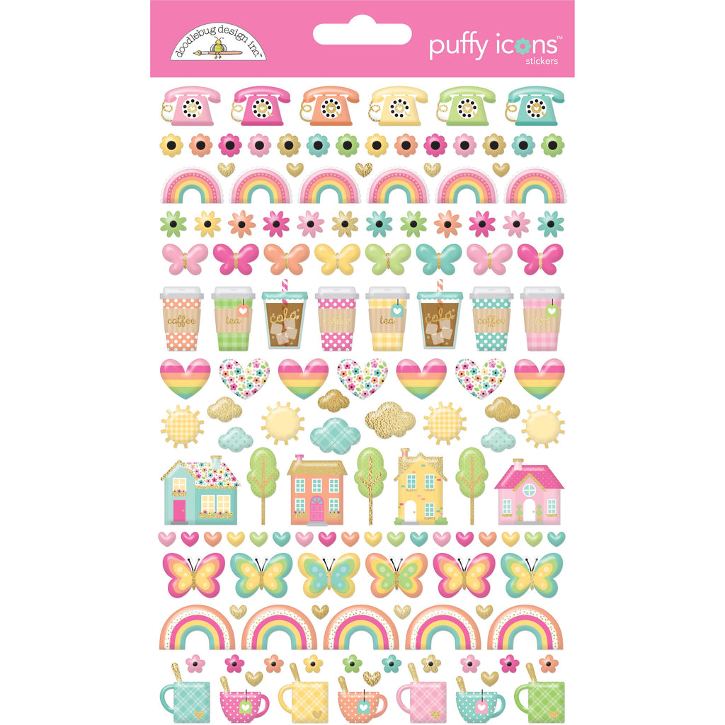 Doodlebug - Hello Again Collection - Puffy Icons Stickers / 8171