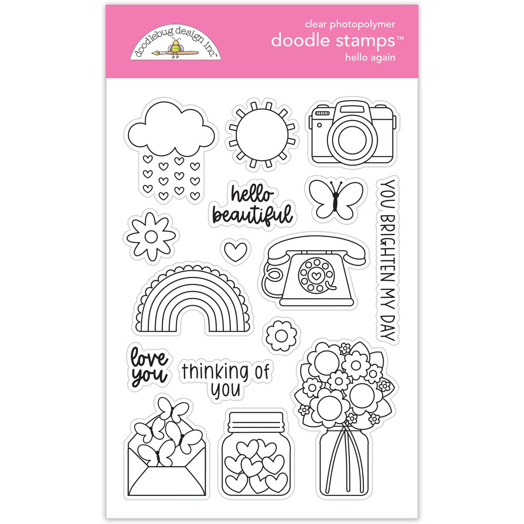 Doodlebug - Hello Again Collection - Doodle Stamps / 8183 - (Pairs with the Doddle Cuts 8184) )