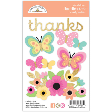 Doodlebug - Hello Again Collection - Doodle Cuts - Butterfly Wishes / 8186