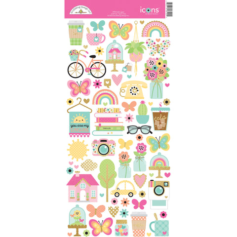 Doodlebug - Hello Again Collection - Icons Stickers / 8192