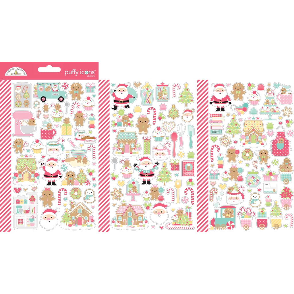Doodlebug - Gingerbread Kisses Collection - Mini Icons Stickers - 8298