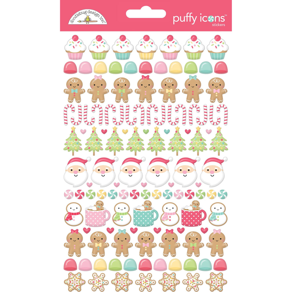 Doodlebug - Gingerbread Kisses Collection - Puffy Icons Stickers - 8299