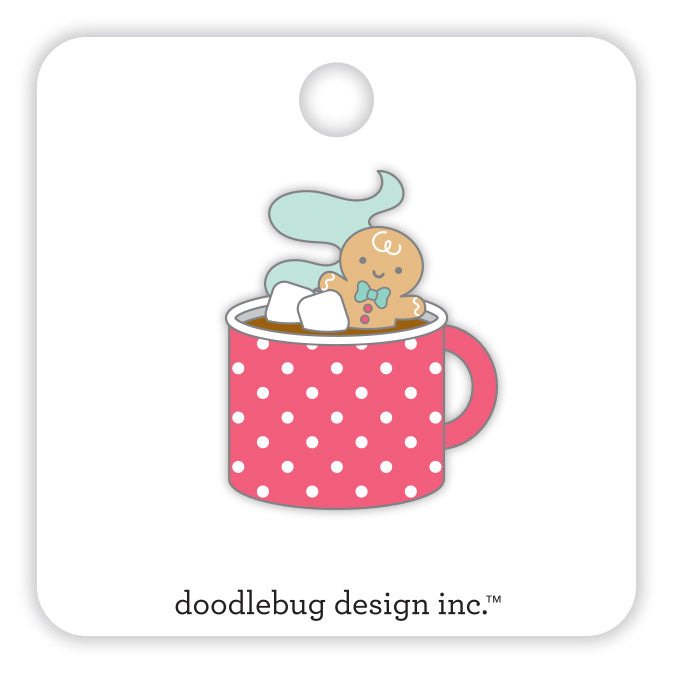 Doodlebug - Gingerbread Kisses Collection - Collectible Pins / Christmas Cocoa - 8300
