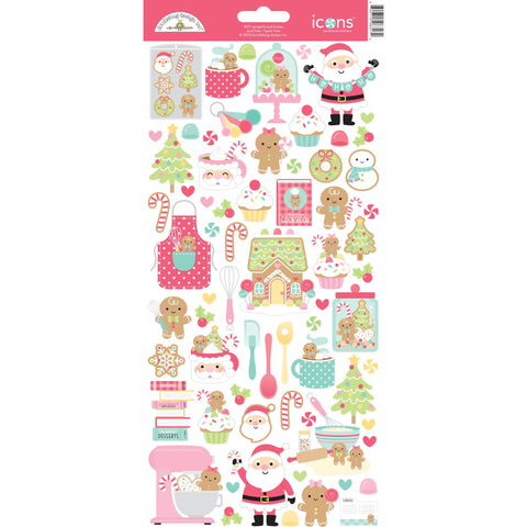 Doodlebug - Gingerbread Kisses Collection - Icon Stickers / 8317