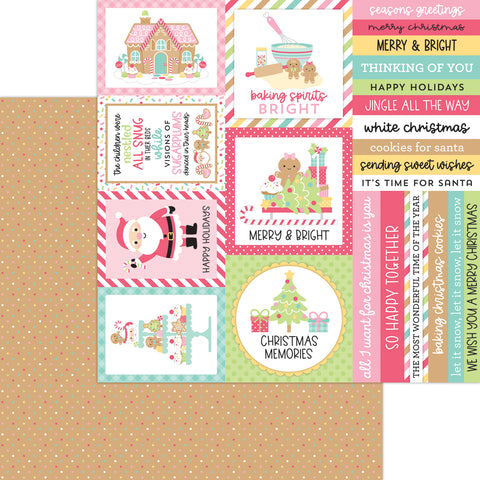 Doodlebug - Gingerbread Kisses Collection - 12x12 Single Sheets / Holiday Sprinkles - 8328