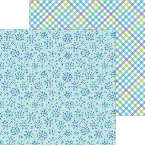 Doodlebug - Snow Much Fun - 12x12 Single Sheets - Ice Crystals  / 8388