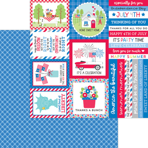 Doodlebug - Hometown USA Collection - 12x12 Single Sheets - Blast of Blue / 8543