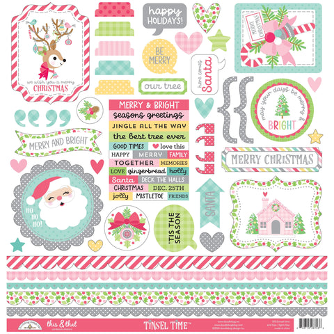 Doodlebug - Tinsel Time - Sticker Sheet - This & That Stickers / 8753
