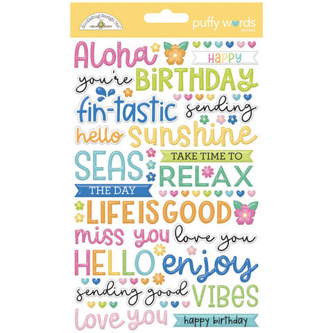 Doodlebug - Summer Fun - Puffy Words Stickers / 8908