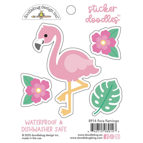 Doodlebug - Summer Fun - Flora Flamingo Sticker Doodles / 8914