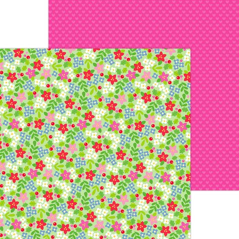 Doodlebug - Oh What Fun - 12x12 Single Sheet - Berry Christmas - 8989