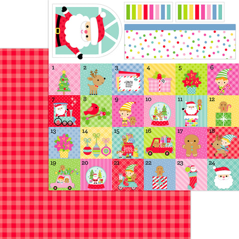 Doodlebug - Oh What Fun - 12x12 Single Sheet - Festive Flannel - 8996