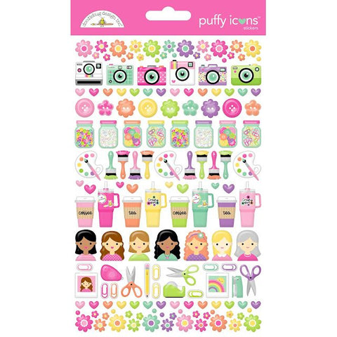 Doodlebug - Color Me Crafty - Puffy Icon Stickers / 9077