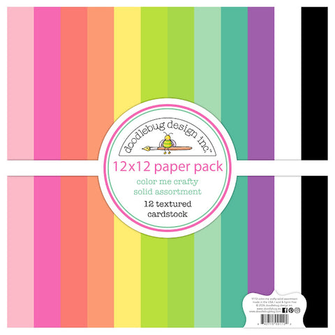 Doodlebug - Color Me Crafty - 12x12 Textured Cardstock Assortment Pack 9112
