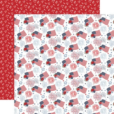 Echo Park - All American - 12x12 Single Sheets/ Fireworks and Flags