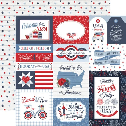 Echo Park - All American - 12x12 Single Sheets/ Multi Journaling Cards