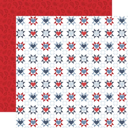 Echo Park - All American - 12x12 Single Sheets/ Patriotic Patchwork