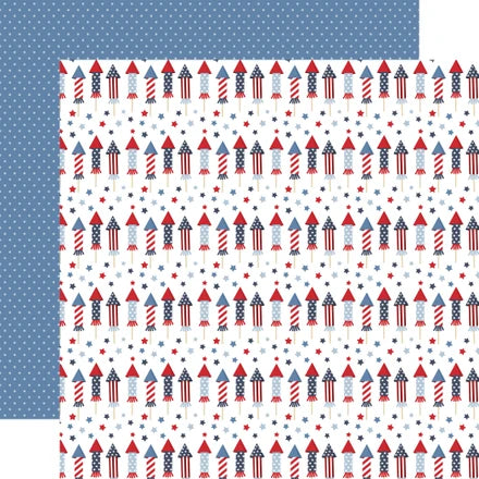 Echo Park - All American - 12x12 Single Sheets/ Star Spangled Rockets
