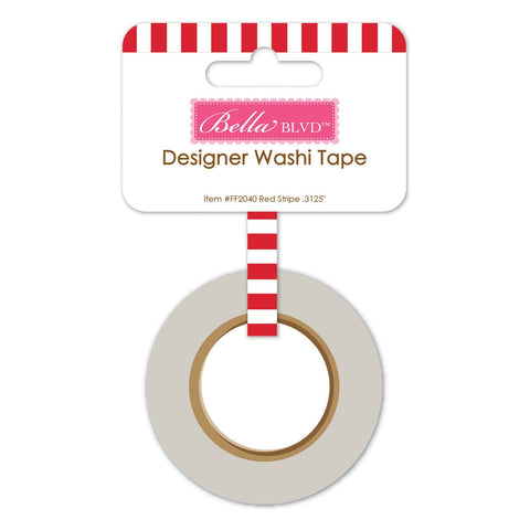 Bella Blvd - Let's Scrapbook! Collection - Coordinating - Washi Tape / .3125" - Red Stripe / BB2040