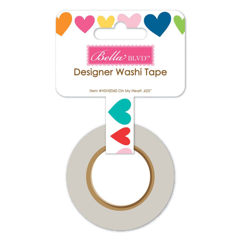 Bella Blvd - Let's Scrapbook! Collection - Coordinating - Washi Tape / .625" - Oh My Heart / BB2060