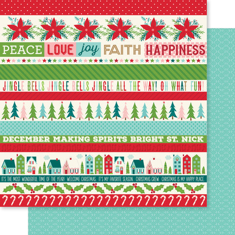 Bella Blvd - Merry Little Christmas Collection - 12x12 Single Sheets - Merry Little Christmas Border / BB2825