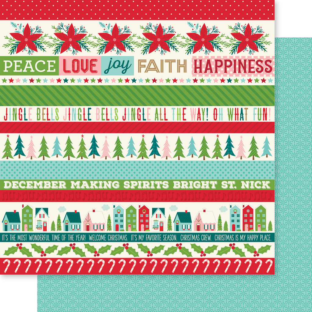 Bella Blvd - Merry Little Christmas Collection - 12x12 Single Sheets - Merry Little Christmas Border / BB2825
