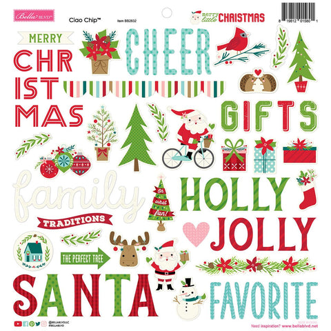 Bella Blvd - Merry Little Christmas Collection - Ciao Chipboard Icons / BB2832