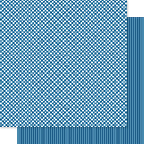 Bella Blvd - Bella Besties - Gingham & Stripes Collection - 12x12 Single Sheets - Blueberry / BB2909