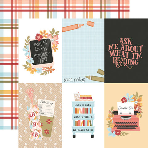Echo Park - Bookish - 12x12 Single Sheets - 4x6 Journaling Cards