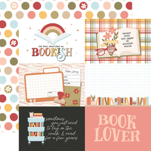 Echo Park - Bookish - 12x12 Single Sheets - 6x4 Journaling Cards