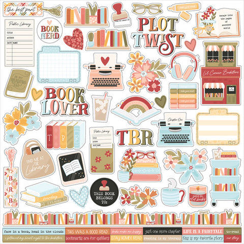 Echo Park - Bookish - 12x12 Element Sticker Sheet