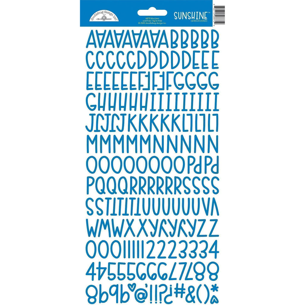 Doodlebug - Sunshine Alphabet Stickers - Blue Jean