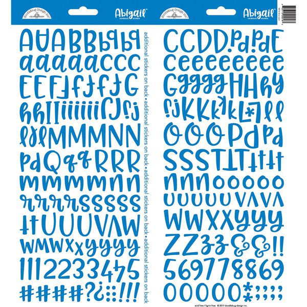 Doodlebug - Abigail Alphabet Stickers - Blue Jean