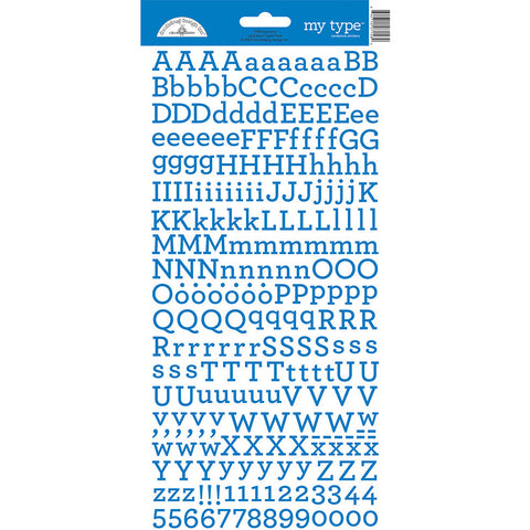 Doodlebug - My Type Alphabet Stickers - Blue Jean