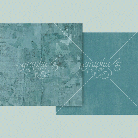 G45 - Journaling Through Time - 12x12 Single Sheet -Blue Bird Blue Layered
