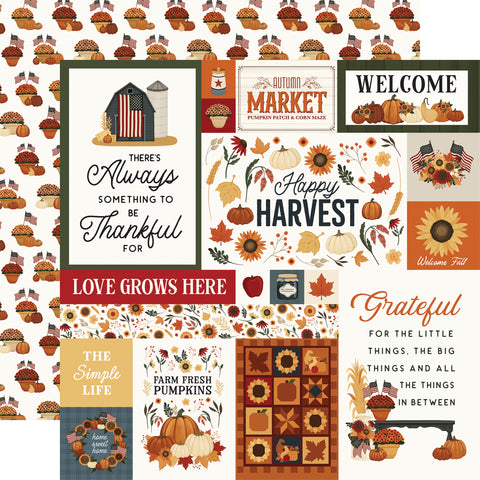 Carta Bella - Americana - 12x12 Single Sheets - Harvest Journaling Cards