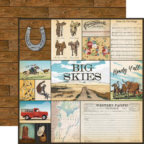 Carta Bella - Cowboys - 12x12 Single Sheet / Multi Journaling Cards