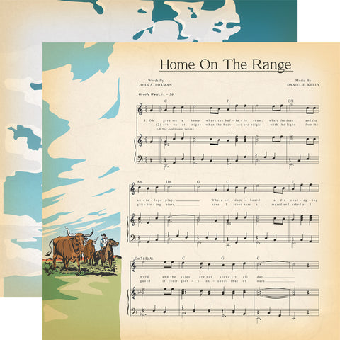 Carta Bella - Cowboys - 12x12 Single Sheet / Home On The Range