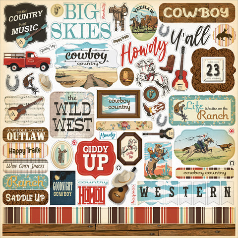 Carta Bella - Cowboys - 12x12 Element Sticker Sheet