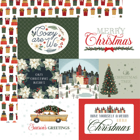 Carta Bella - Christmas in the City - 12x12 Single Sheets - 6x4 Journaling Cards