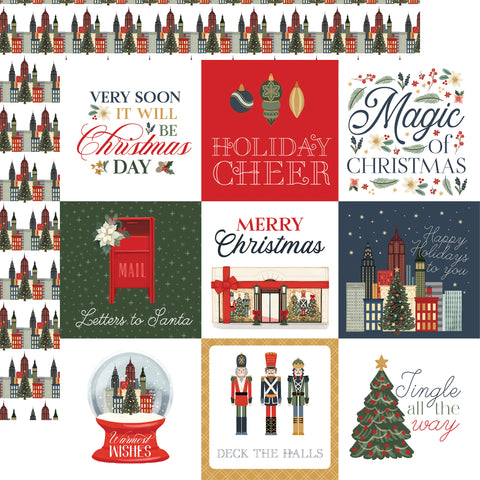 Carta Bella - Christmas in the City - 12x12 Single Sheets - 4x4 Journaling Cards