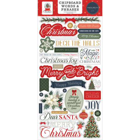 Carta Bella - Christmas in the City  - Chipboard Words And Phrases
