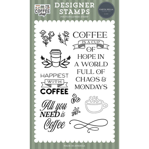 Carta Bella - Coffee Shop - Happiest With Coffee Stamp Set