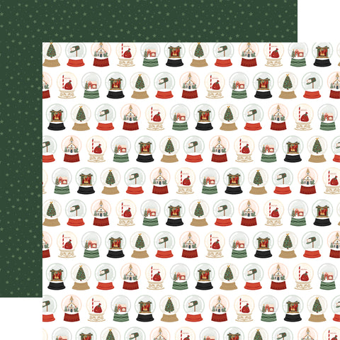 Carta Bella - Christmas Village - 12x12 Single Sheets - Christmas Snowglobes