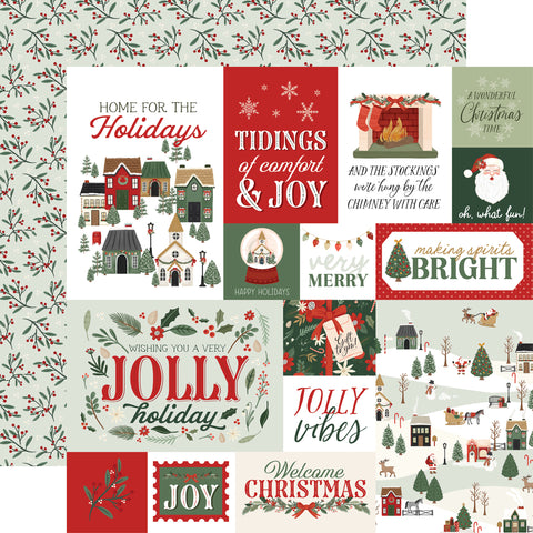 Carta Bella - Christmas Village - 12x12 Single Sheets - Multi Journaling Cards