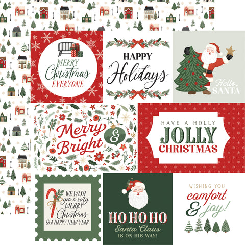 Carta Bella - Christmas Village - 12x12 Single Sheets - Ho Ho Ho Journaling Cards