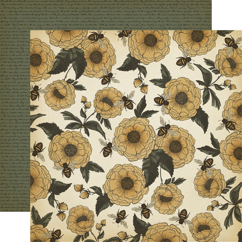 Carta Bella - Honey Bee - 12x12 Single Sheets - Bees and Flowers
