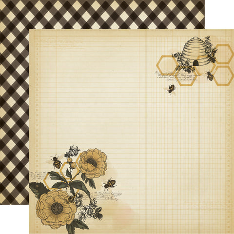 Carta Bella - Honey Bee - 12x12 Single Sheets - Bee Kind Layout